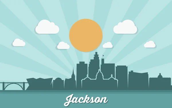 Jackson Skyline Mississippi Estados Unidos América Ilustración Vectorial — Vector de stock