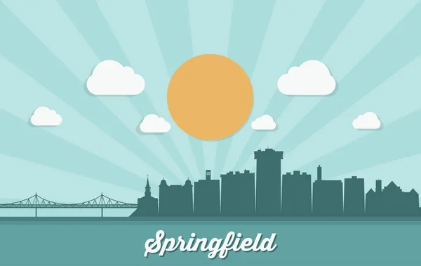 Springfield Skyline Massachusetts Estados Unidos América Ilustración Vectorial — Archivo Imágenes Vectoriales