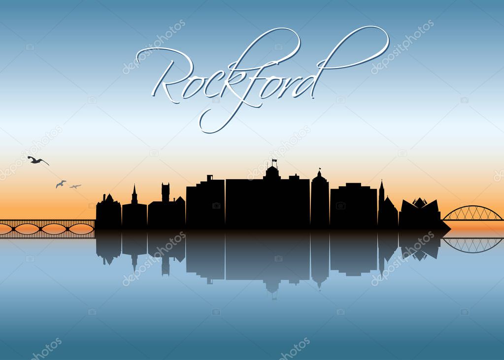 Rockford skyline - Illinois, United States of America, USA, vector illustration