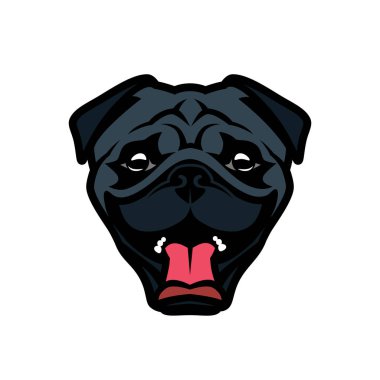 Pug köpek baş, vektör çizim