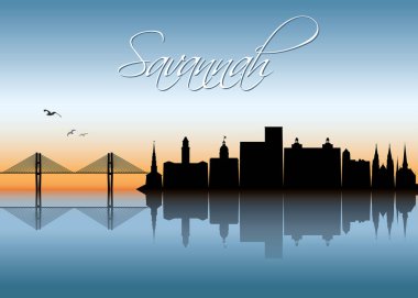 Savannah Birleşik Amerika Birleşik Devletleri, ABD, vektör çizim