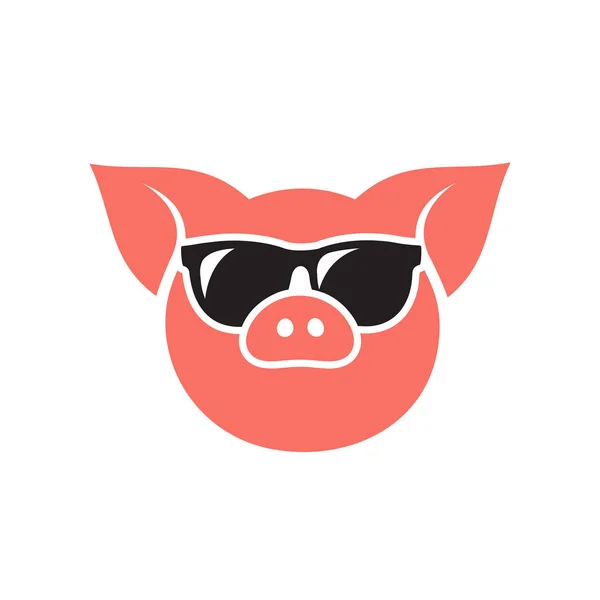 Divertido Cerdo Gafas Vector Ilustración — Vector de stock