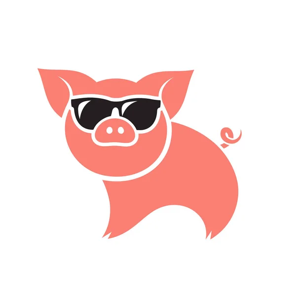 Divertido Cerdo Gafas Vector Ilustración — Vector de stock