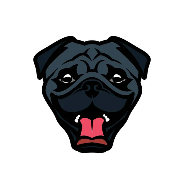 Pug Dog Hoofd Vectorillustratie — Stockvector