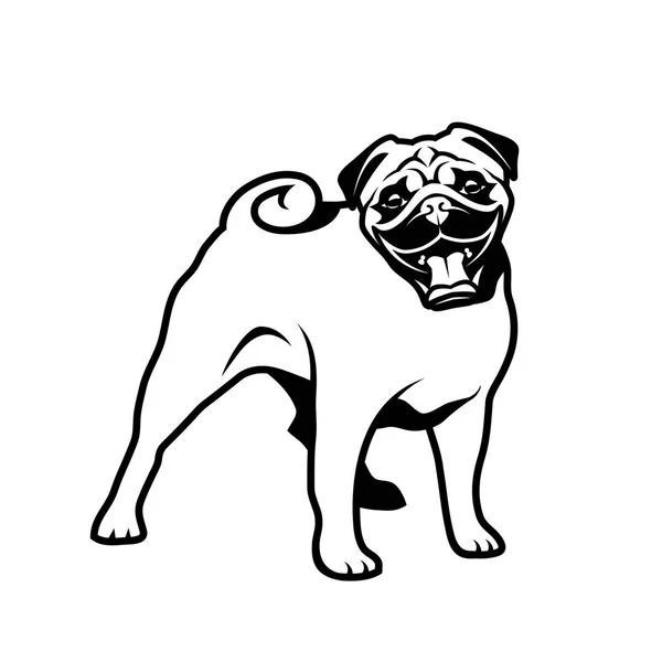 Mops Hunden Isolerade Vit Vektorillustration — Stock vektor