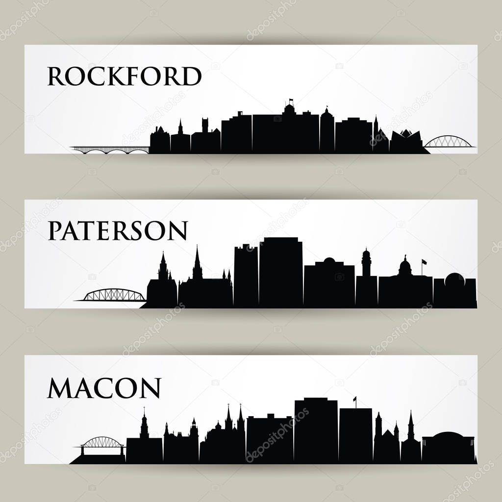 United States of America, USA, vector illustration of Rockford, Paterson, Macon 