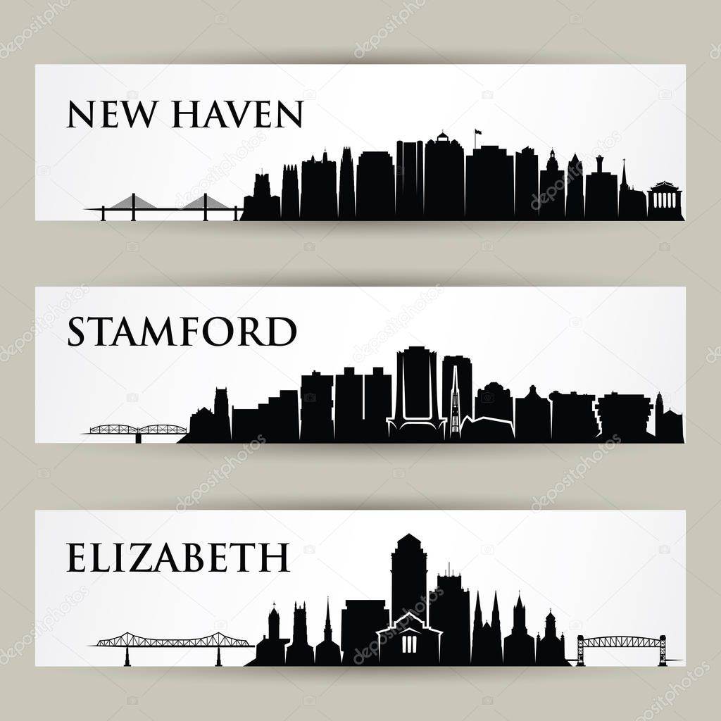 Vector illustration of city set, USA
