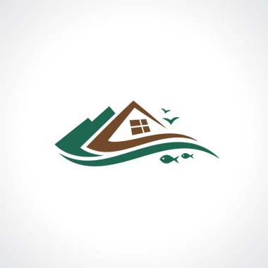 Dağ kabin evi logo - izole vektör çizim