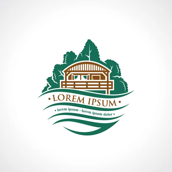 Logotipo Casa Cabina Montaña Ilustración Vectorial Aislado — Vector de stock