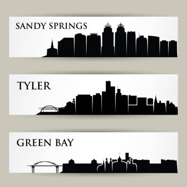Amerika Birleşik Devletleri şehirler silueti beyaz, Sandy Springs, Green Bay izole
