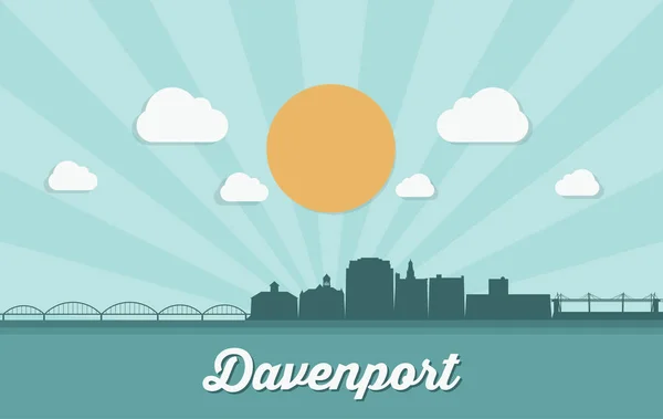 Davenport Skyline Iowa Stati Uniti America Usa — Vettoriale Stock