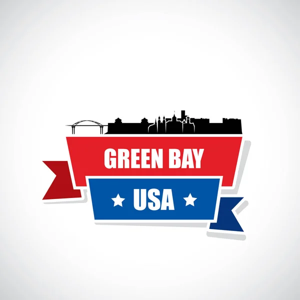Green Bay Skyline Wisconsin Estados Unidos América Eua — Vetor de Stock