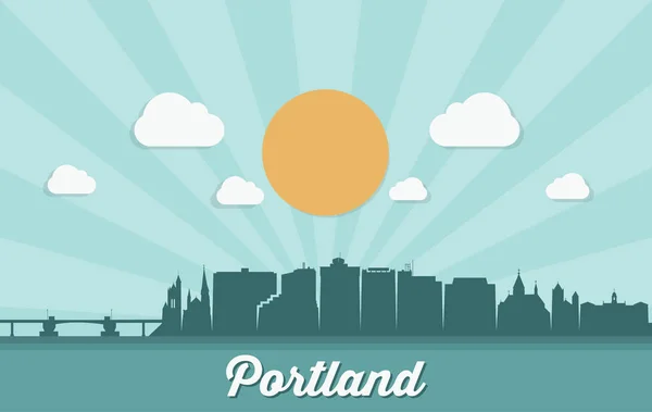 Portland Skyline Maine Stati Uniti America Usa — Vettoriale Stock