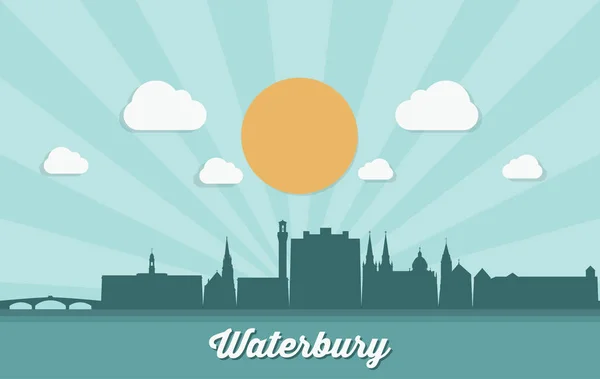 Connecticut Waterbury Skyline Amerikai Egyesült Államok Usa — Stock Vector