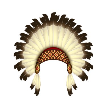 Native American headband with feathers - isolated vector illustration
