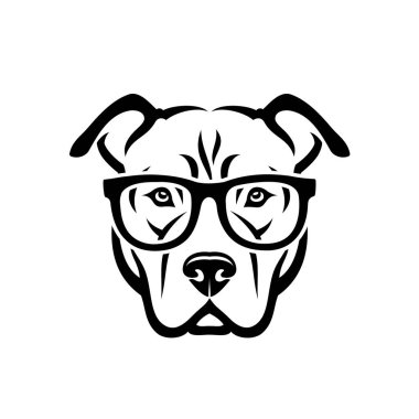 Amerikan Pitbull Terrier köpeği güneş gözlüğü takıyor - izole vektör çizimi