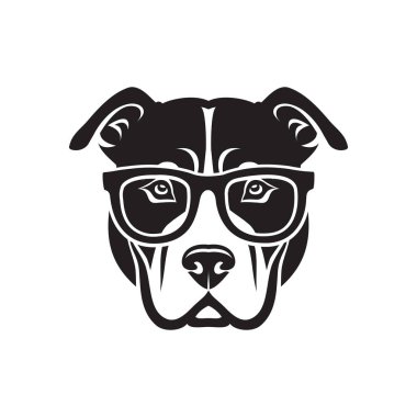 Amerikan Pitbull Terrier köpeği güneş gözlüğü takıyor - izole vektör çizimi