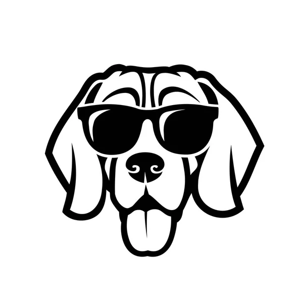 Beagle Dog Wearing Eyeglasses Isolated Outlined Vector Illustration — Stock Vector
