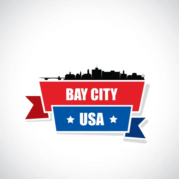 Bay City Skyline Michigan Vereinigte Staaten Von Amerika Usa Vektorillustration — Stockvektor