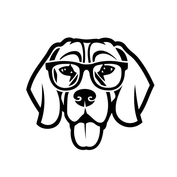 Beagle Perro Con Gafas Ilustración Vectorial Delineado Aislado — Archivo Imágenes Vectoriales