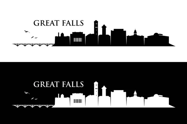 Great Falls Skyline Montana Stany Zjednoczone Ameryki Ilustracja Wektorowa — Wektor stockowy