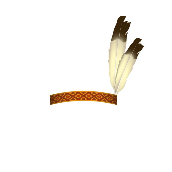 Native American Hoofdband Met Veren Geïsoleerde Vector Illustratie — Stockvector