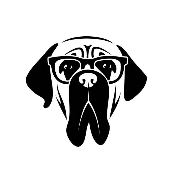 English Mastiff Dog Wearing Sunglasses Isolated Outlined Vector Illustration — Stock Vector