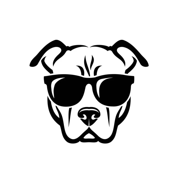 Amerykański Pitbull Terrier Pies Noszący Okulary Przeciwsłoneczne Odizolowany Wektor Ilustracji — Wektor stockowy