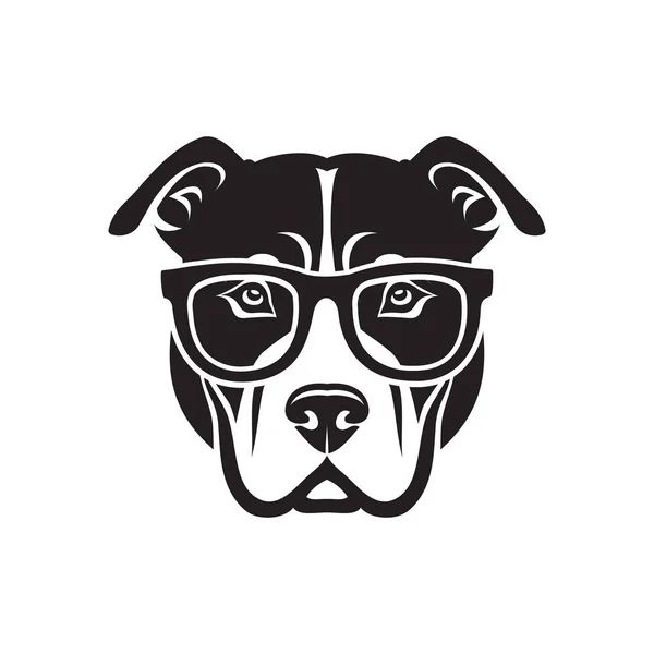 American Pitbull Terrier Dog Wearing Sunglasses Isolated Vector Illustration — Stock Vector