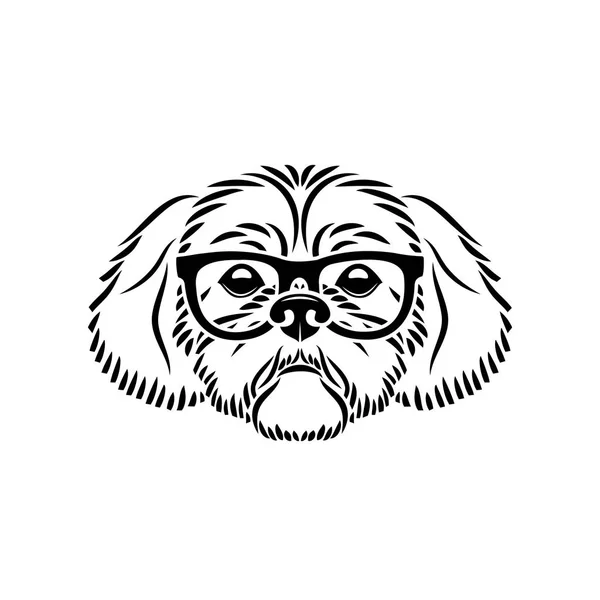 Shih Tzu Dog Con Anteojos Ilustración Vectorial Aislada — Archivo Imágenes Vectoriales