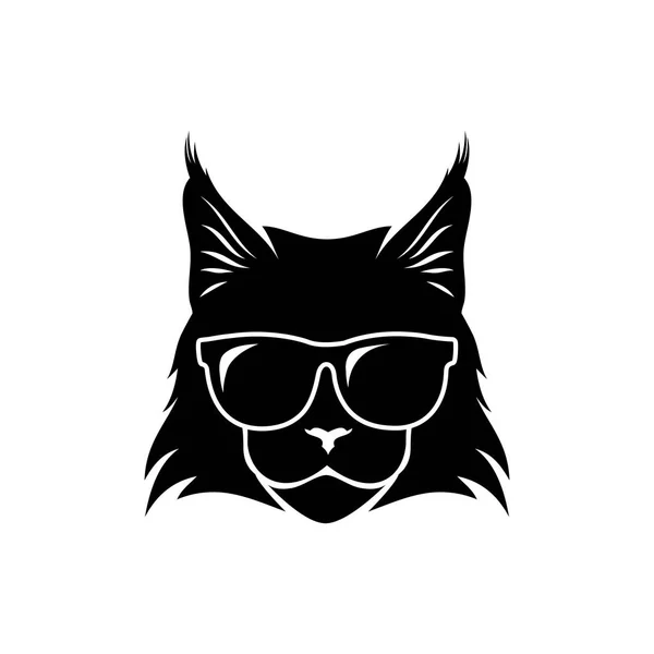 Maine Coon Katze Mit Sonnenbrille Vektorillustration — Stockvektor