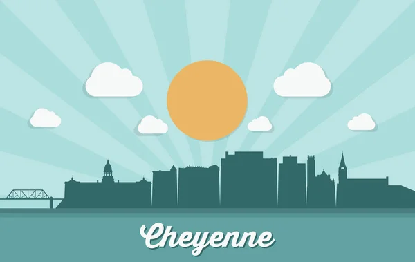 Cheyenne Skyline Wyoming Amerika Birleşik Devletleri Abd Vektör Çizim — Stok Vektör
