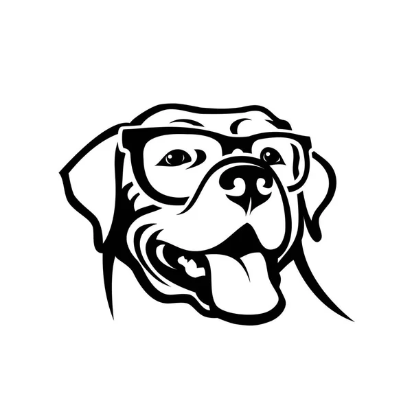 ラブラドールレトリバー犬の顔は眼鏡 孤立したベクトルイラストを身に着けて — ストックベクタ