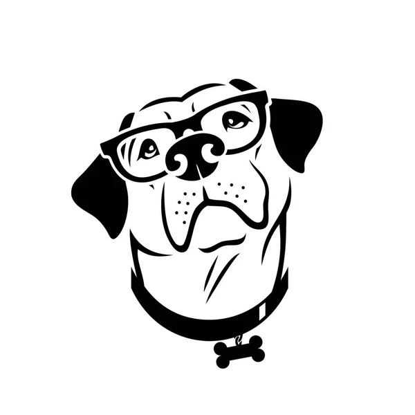 Labrador Retriever Dog Face Wearing Eyeglasses Isolated Outlined Vector Illustration — Stock Vector
