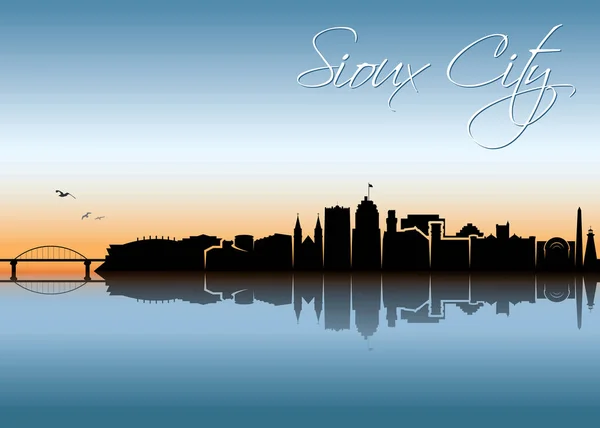 Sioux City Skyline Iowa Amerika Serikat Amerika Serikat Gambar Vektor - Stok Vektor