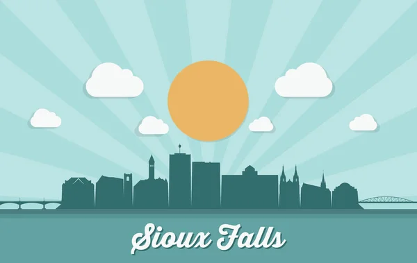 Sioux Falls Skyline South Dakota Amerikas Förenta Stater Usa Vektor — Stock vektor