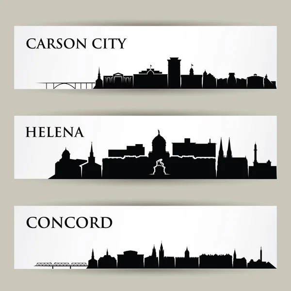 Carson City Helena Och Concord Cityscapes Amerikas Förenta Stater Usa — Stock vektor