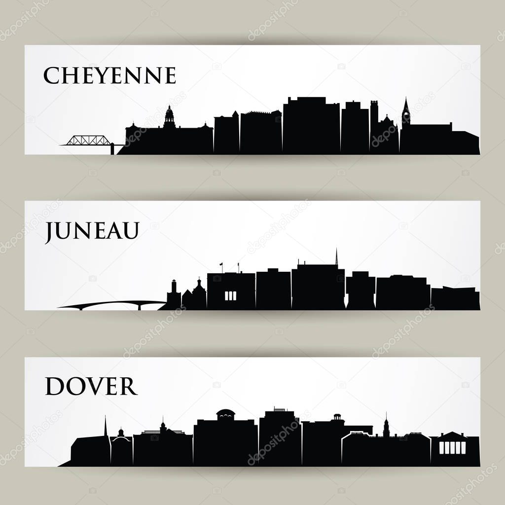 Cheyenne, Juneau and Dover cityscapes, United States of America, USA