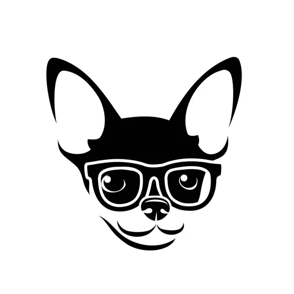 Perro Chihuahua Gafas Aisladas Blanco — Vector de stock