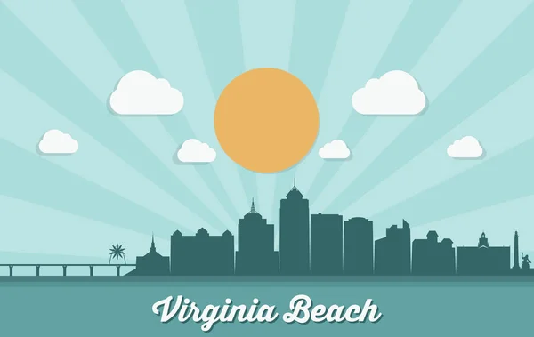 Virginia Beach Sunset Cityscape Stati Uniti America Usa — Vettoriale Stock