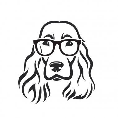 Gözlük takan İngiliz cocker spaniel - vektör illüstrasyon