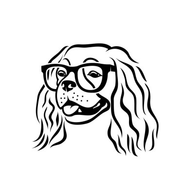 Cavalier King Charles Spaniel köpek güneş gözlüğü giyen - izole vektör illüstrasyon 