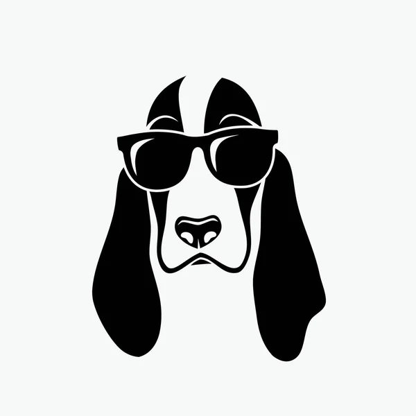 Basset Hund Mit Sonnenbrille Vektorillustration — Stockvektor