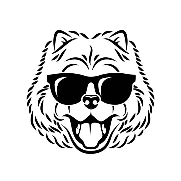 Chow Chow Perro Con Gafas Sol Ilustración Vectorial Aislada — Archivo Imágenes Vectoriales