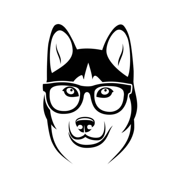 Perro Husky Siberiano Con Gafas Ilustración Vectorial Aislada — Archivo Imágenes Vectoriales