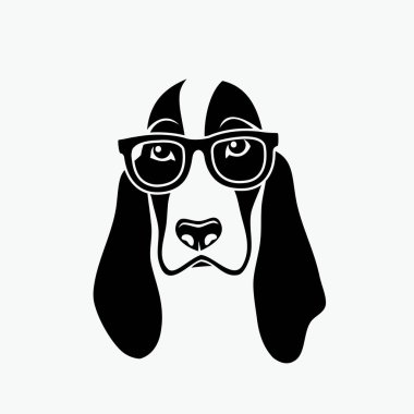 Sevimli Basset köpek güneş gözlüğü giyen, izole vektör illüstrasyon