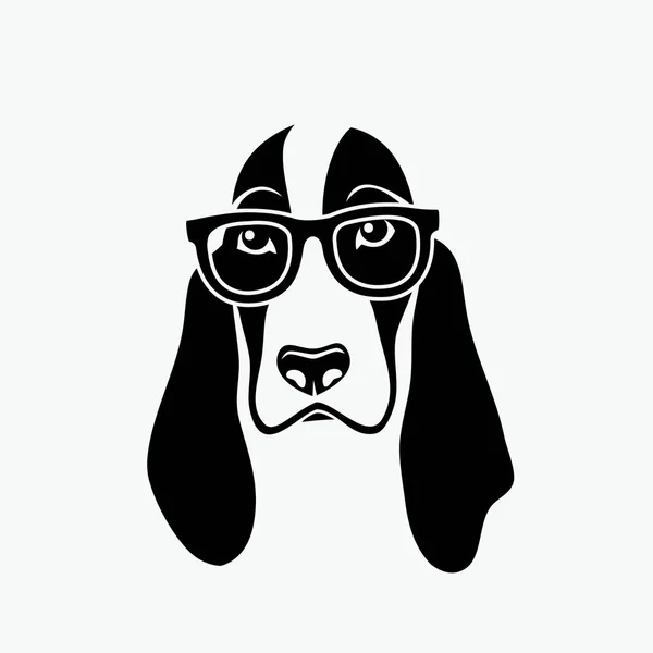 Cão Basset Bonito Usando Óculos Sol Ilustração Vetorial Isolado — Vetor de Stock