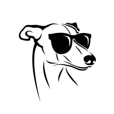 Güneş gözlüğü takan Sevimli Greyhound köpek, izole vektör illüstrasyon