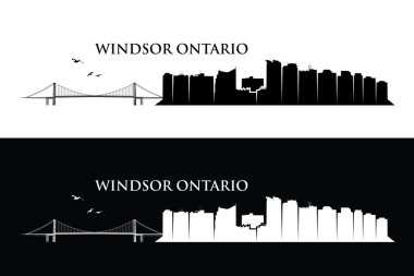 Windsor silueti, Kanada, Ontario, vektör illüstrasyonu