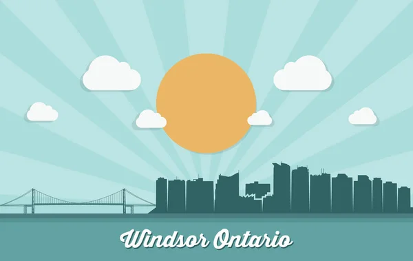 Windsor Skyline Canada Ontario Vector Illustration — Stock Vector